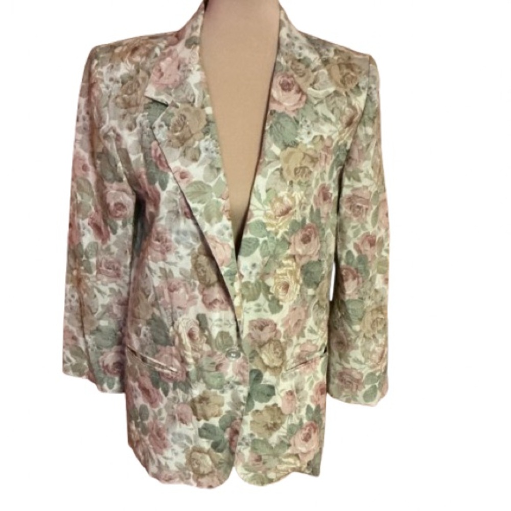 Vtg 80s autumn roses blazer
